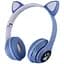 Детские наушники Cat MZ-023 Bluetooth RGB подсветка FM microSD с кошачьими ушками синий - миниатюра 1