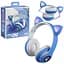 Беспроводные детские наушники Cat Ear STN-28 Bluetooth с кошачьими ушками светящимися синие - миниатюра 1