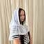 Жіночий палантин для відвідування храму, церкви, монастиря, обряду хрещення, вінчання мереживна шифонова хустка на голову Чарівний янгол 80*120 см Betis білий / екрю - мініатюра 1