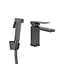 Змішувач з гігієнічною лійкою Qtap Gemini QTGEM272GMB45692 Gunmetal Black PVD, Шліфований чорний хром - мініатюра 1