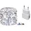 Гірлянда LT 200 led нитка довжина 20 м c USB для 5v, під powerbank + блок, white - мініатюра 1