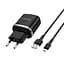 Зарядное устройство для Borofone BA36A USB QC 18W черный + кабель USB to MicroUSB - миниатюра 1