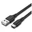 Дата кабель USB 2.0 AM to USB-C 1.5m 3A nylon braided LED black Vention (CTFBG) - миниатюра 1