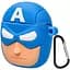 Силіконовий футляр Marvel & DC series для навушників AirPods 1/2 + карабін Капітан Америка/Синій - мініатюра 2
