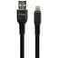 Дата кабель USB 2.0 AM to Lightning 1.0m flat nylon black Vinga (VCPDCLFNB1BK) - мініатюра 2