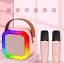 Детское караоке с 2 беспроводными микрофонами K12 и портативной RGB Bluetooth колонкой Pink (18964) - миниатюра 2