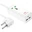 Сетевой фильтр HOCO AC9A на 1 розетку + 2 USB + USB-C, 30W, 220В, кабель 1.5 м, White, Box - миниатюра 1
