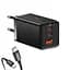 Мережевий зарядний пристрій Baseus GaN5 Pro Fast Charger 2C + U 65W EU Чорний with fast charging Cable Type-C to Type-C 100W - мініатюра 1
