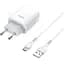 Зарядний пристрій Hoco C72A Glorious (1USB, 2.1А) White (6931474713018) + кабель Type-C - мініатюра 1