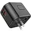 Сетевой универсальный переходник Hoco AC15 Walker PD20W+QC3.0 (2USB-A/1C) (EU) Black - миниатюра 5