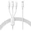 Кабель 3 в 1 Baseus Silky One-for-Three Fast Charging Cable USB-C to M+L+C 100W 1.5 м Белый - миниатюра 1