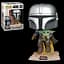 Фигурка Funko Pop Фанко Поп Мандалорец с малышом Йодой Mandalorian with the child 10 см MMWC 402 - миниатюра 1