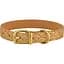 Ошейник для собак BronzeDog Barksi Classic Море кожаный одинарный с золотым тиснением L 33-43х2 см горчичный - миниатюра 1