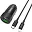Автомобільний зарядний пристрій Hoco Z32B 1 USB + Type-C QC 3.0 Black + Cable Type-C to iPhone X - мініатюра 1