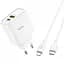 Сетевое зарядное устройство Hoco 1USB C80A +Type-C QC3.0 3.1A White + Cable Type-C to iPhone X - миниатюра 1