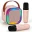 Детское караоке с 2 беспроводными микрофонами K12 и портативной RGB Bluetooth колонкой Pink (18964) - миниатюра 1