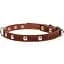 Ошейник одинарный Collar, с украшениями, кожа, 24-32х1,2 см, коричневый - миниатюра 2