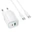 СЗУ Borofone BAS83A Star PD20W+QC3.0 (1USB-A/1C) + кабель Type-C to Type-C White - миниатюра 1