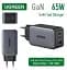 Зарядний пристрій Ugreen CD244 USB-A + 2 x USB-C 65 Вт GaN Tech Fast Charger сірий - мініатюра 3