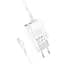 Блок зарядный набор Hoco Easy charge C93A Lightning cable 3USB белый - миниатюра 2