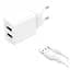 Адаптер мережний XO Micro USB Cable Dual USB Charger L109 |2USB, 2.4A| - мініатюра 1