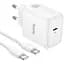 СЗУ Hoco N83 Profit PD40W (1USB-C) + кабель Type-C to Type-C White - миниатюра 1