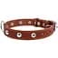 Нашийник одинарний Collar, з прикрасами, шкіра, 38-50х2,5 см, коричневий - мініатюра 3