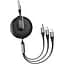 USB кабель телескопічний Kaku KSC-239 3-in-1 Type-C/MicroUSB/Lightning 1,2m - Black - мініатюра 1