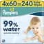 Детские влажные салфетки Pampers 99% Water 240 шт. (4 упаковки x 60 шт.) - миниатюра 1