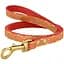 Поводок для собак BronzeDog Barksi Classic кожаный с золотым тиснением Волна S 120х1 см красный - миниатюра 1