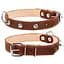 Нашийник для собак Collar, шкіряний, подвійний, з шипами, 38-50х2,5 см, коричневий - мініатюра 3
