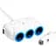 Автомобільний зарядний пристрій із розгалужувачем прикурювача Hoco C1 + 2 USB White - мініатюра 1