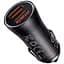 Автомобільний зарядний пристрій Baseus Golden Contactor Max Dual Fast Charger Car Charger U+U 60W Dark Gray (CGJM000013) [77943] - мініатюра 1