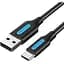 Дата кабель USB 2.0 AM to USB-C 1.5m 3A black Vention (COKBG) - миниатюра 1