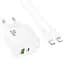 МЗП Hoco CS54A Surplus PD20W+QC3.0 (1USB-A/1C) + Type-C to Lightning White - мініатюра 3