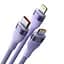 Кабель Baseus Flash Series II Two-for-three Charging Cable U+C to M+L+C 100W 1.2 м Purple - мініатюра 3