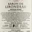 Вино Baron de Lirondeau, червоне, сухе, 11%, 0,75 л - мініатюра 3