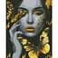Алмазна мозаїка Дівчина із золотими метеликами AMO7723 40х50 см - мініатюра 1
