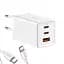 Мережевий зарядний пристрій Baseus GaN5 Pro Fast Charger 2Type-C+USB 65W + Cable Type-C to Type-C CCGP120202 White - мініатюра 1