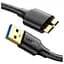Дата кабель USB 3.0 AM to Micro B 0.5m US130 black Ugreen (10840) - мініатюра 1