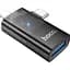 Перехідник Hoco UA36E USB-C Male/Lightning Male to USB-A Female OTG Black [140339] - мініатюра 1