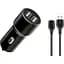 Автомобильное зарядное устройство XO TZ09 2.4A/2 USB Type-C Cable Black - миниатюра 1