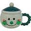 Чашка новогодняя Snowman 32285 фарфоровая с крышкой и ложкой 380 мл Белая с зеленым - миниатюра 1