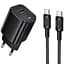 СЗУ Borofone BAS85A Star PD30W+QC3.0 (1USB-A/1C) + кабель Type-C to Type-C Black - миниатюра 1