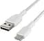 Кабель Belkin USB-A > USB-C заряджання/синхронізації 1м, 15Вт, Type-C, плетений, білий teh0013688 - мініатюра 4