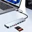 Металевий USB HUB 9-в-1 - Type-C, USB 3.0, SD/TF, PD, AUX, Сірий - мініатюра 2