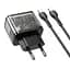 Сетевое зарядное устройство Hoco N34 Dazzling dual-port PD20W + QC3.0 charger set (Type-C to Type-C) (EU) Transparent Черный - миниатюра 3