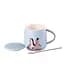 Чашка керамічна Happy Life Rabbit з кришкою та ложкою блакитна 300 мл HPCYM0877BL - мініатюра 2