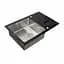 Кухонна мийка Germece Handmade Black Glass 780x510x200, Чорний - мініатюра 5
