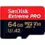 Карта пам'яті Sandisk 64GB microSDXC C10 UHS-I U3 Extreme Pro V30 + SD (SDSQXCU-064G-GN6MA) - мініатюра 1